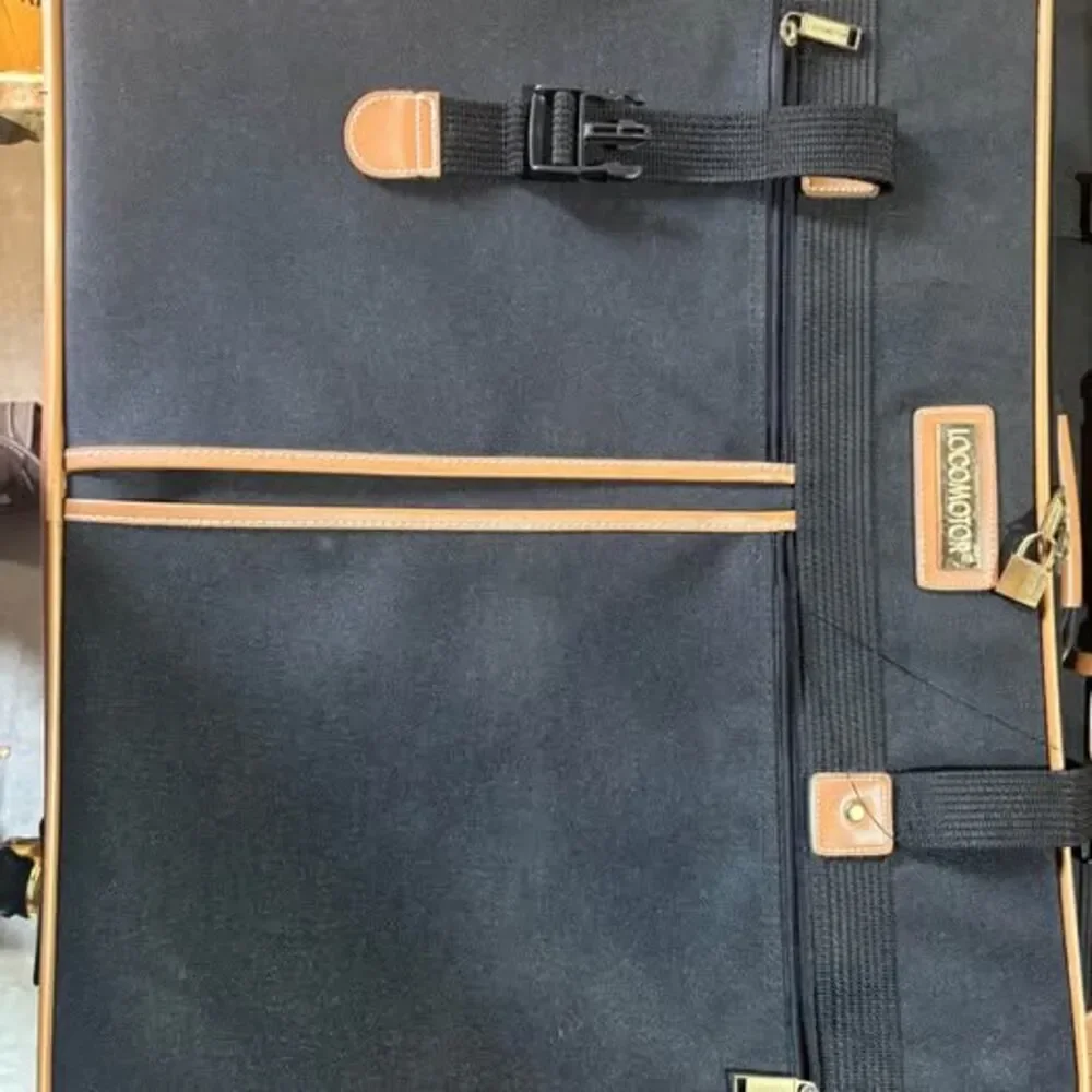 Vintage LOCOMOTOR 4-Piece Rolling Luggage Set – Black & Tan